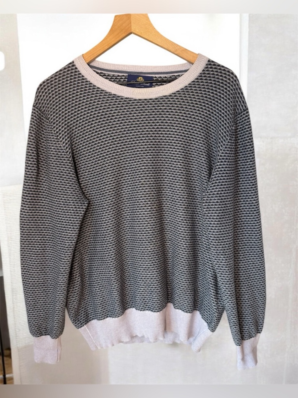 Vintage PETER SCOTT Scotland Gray Cotton Cashmere Silk Crew Neck Sweater Sz L